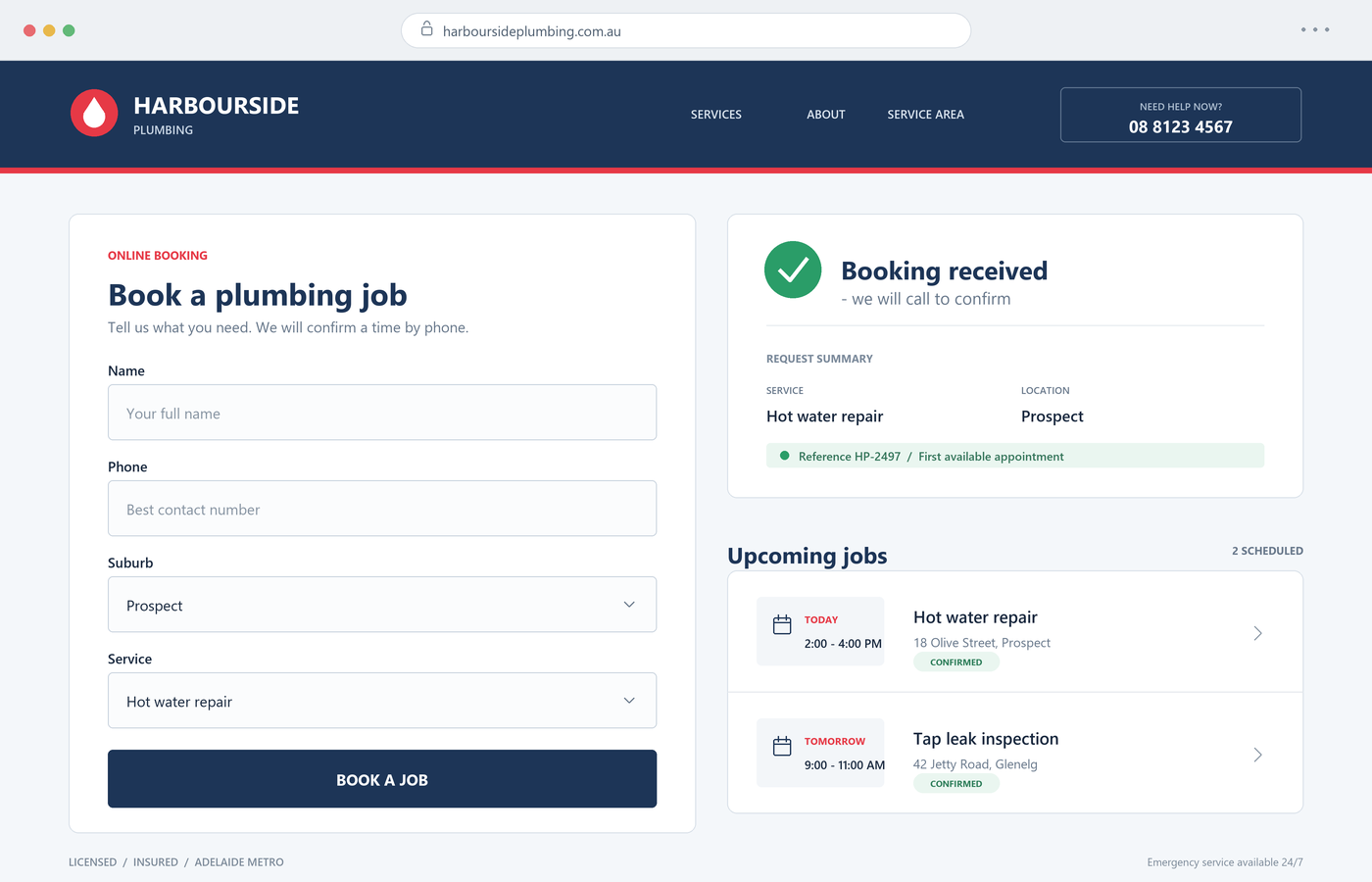 Online booking system for tradies built by Tradiefit